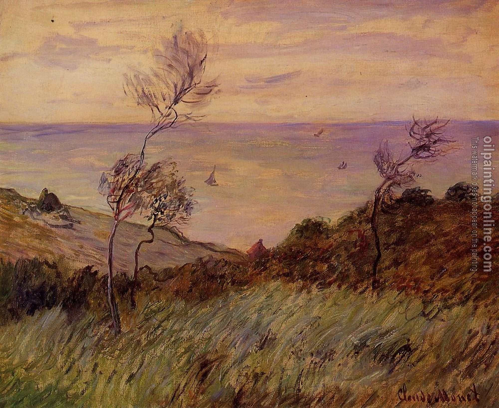 Monet, Claude Oscar - The Cliffs of Varengeville, Gust of Wind